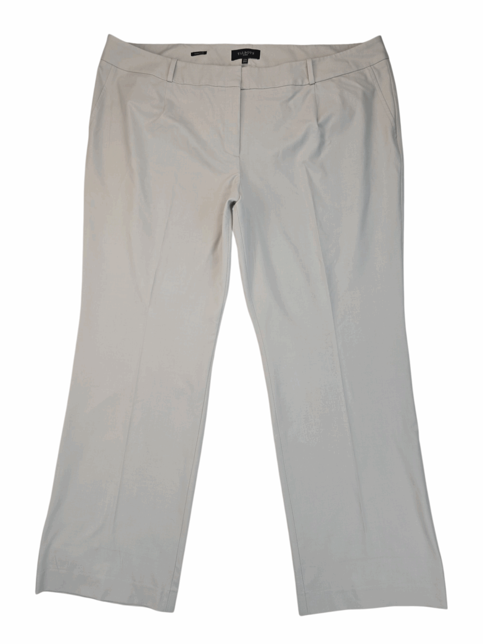 A pair of white pants with a straight cut.