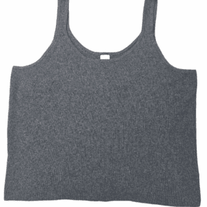 Gray knitted tank top with wide straps.