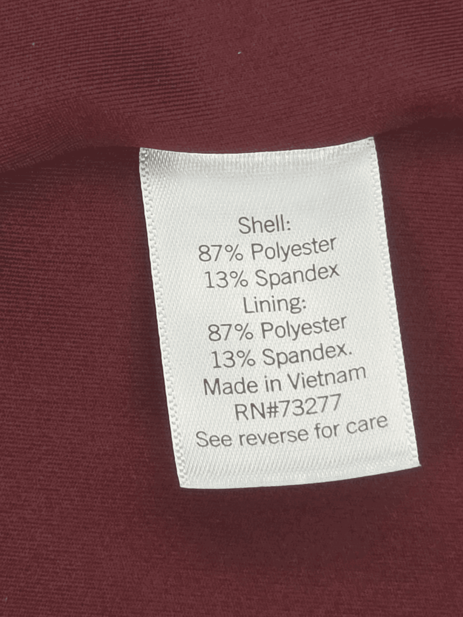 Fabric content tag from Nine West wine square neck pullover tank top women’s plus size 2X