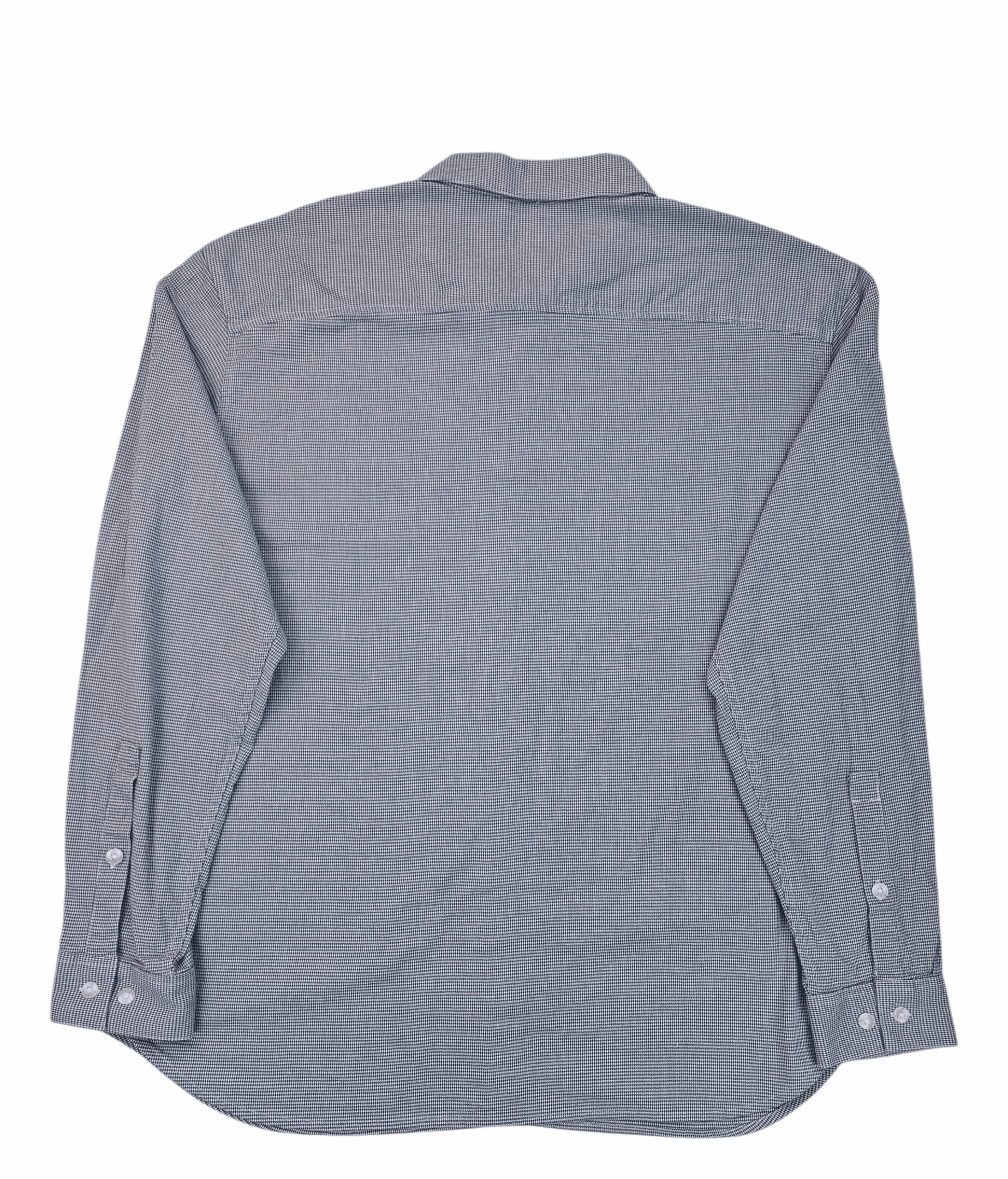 Columbia blue and white micro-houndstooth cotton stretch button-up shirt men’s size XXL – back view