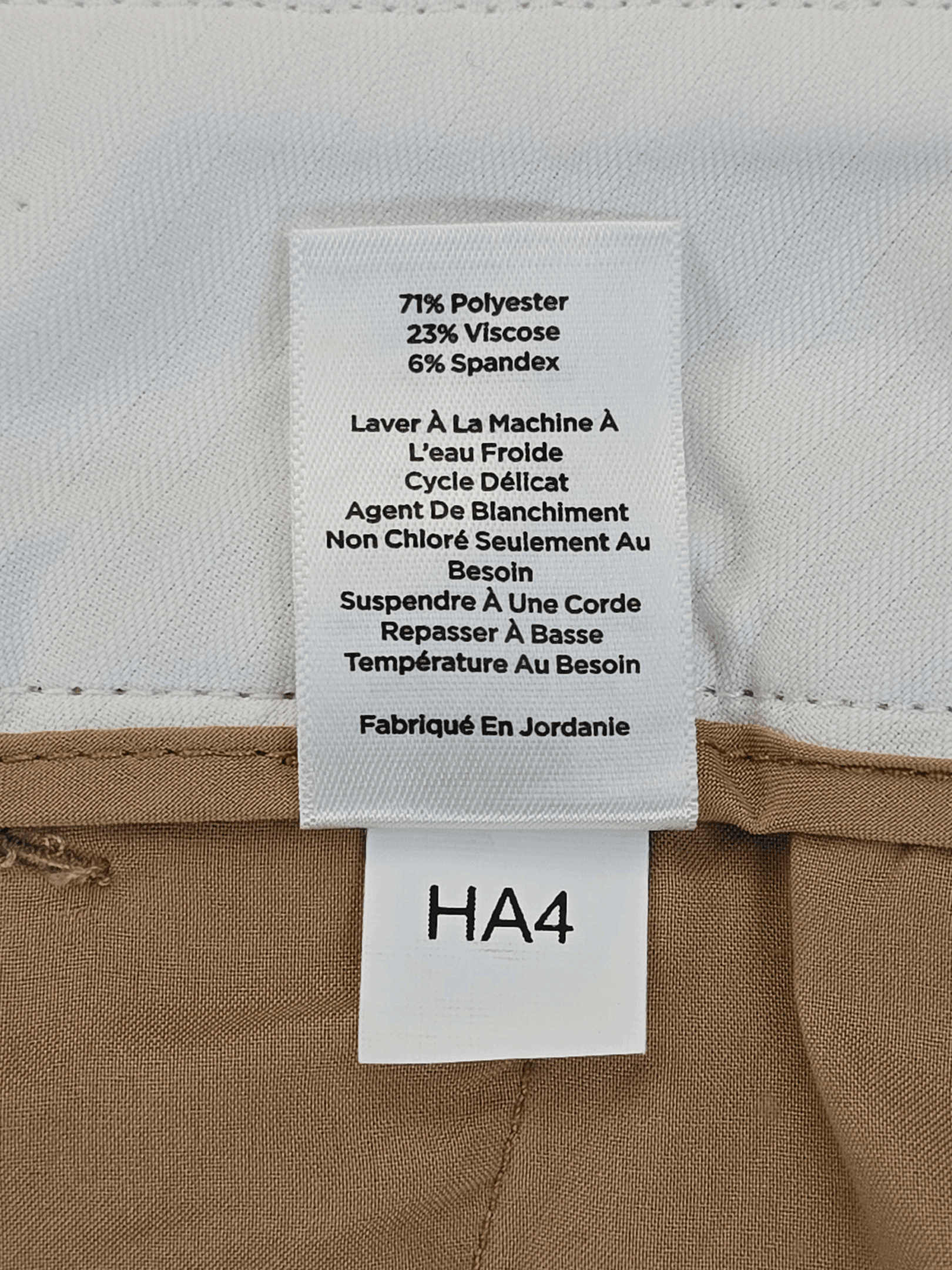Talbots Hampshire ankle pants material content label