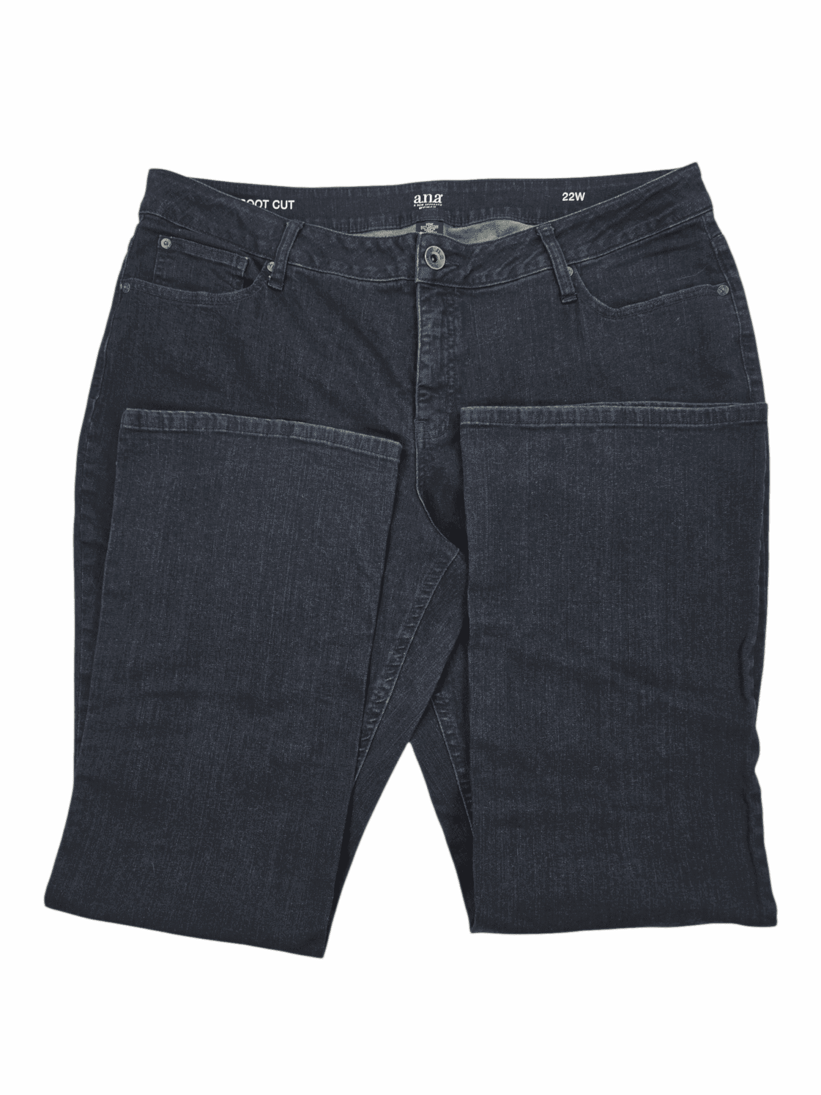 Close-up of denim weave and bootcut hem detail on A New Approach indigo bootcut jeans women’s plus size 22W