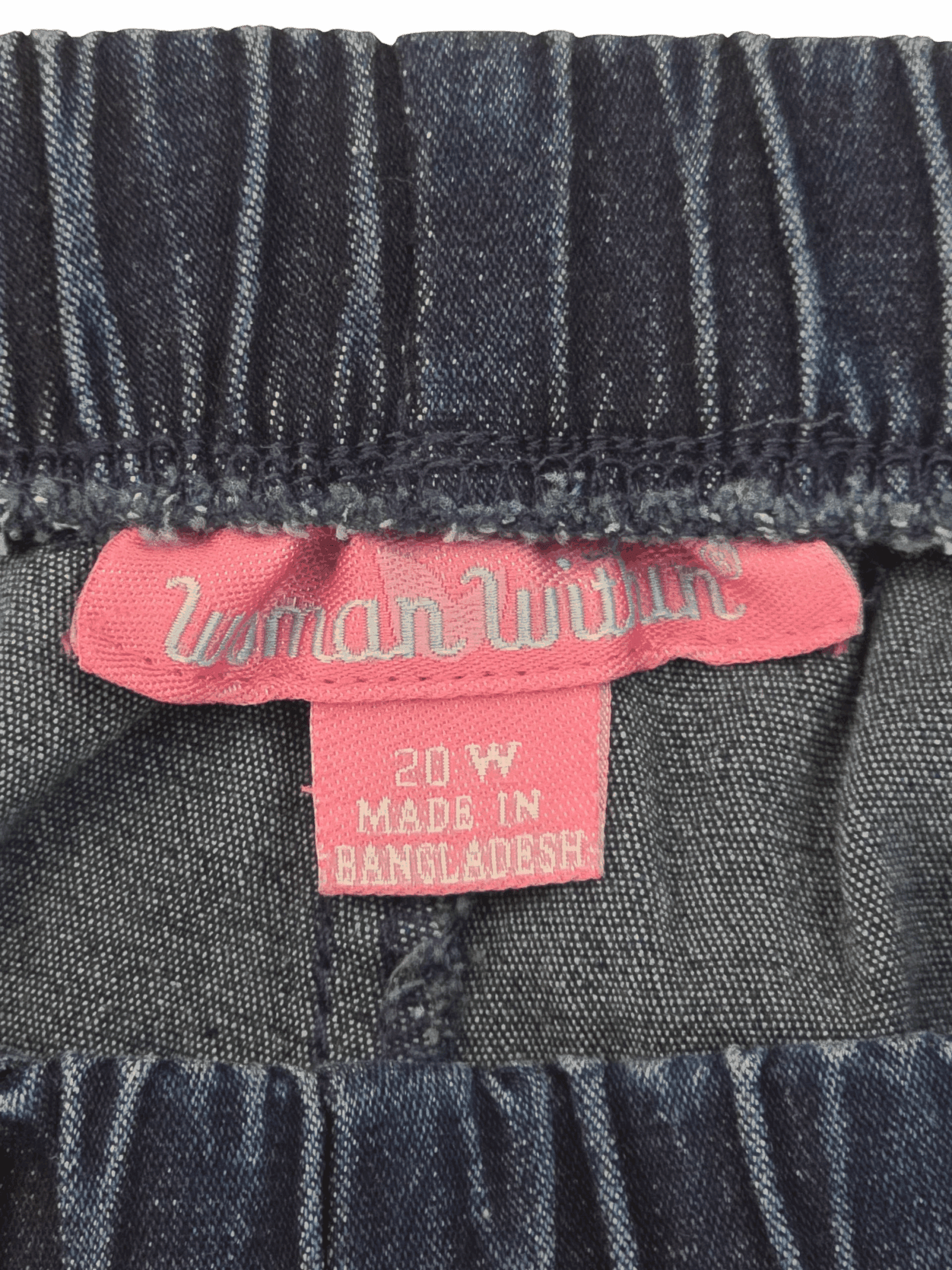 Clothing tag from Woman Within, size 30W, made in Bangladesh.