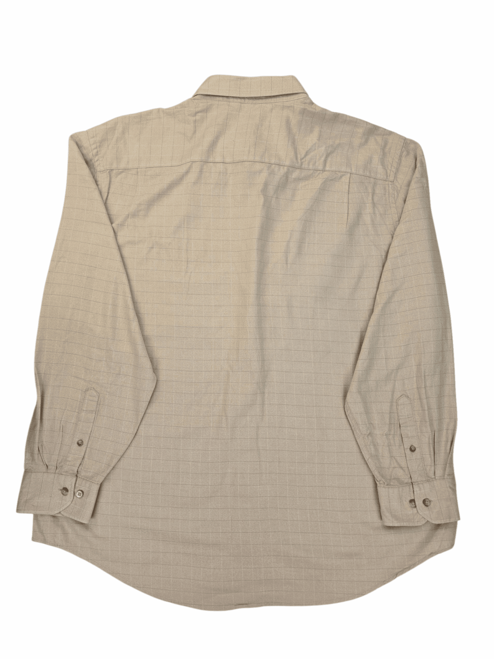 Back view of Geoffrey Beene yellow striped button-up shirt showing shoulder yoke and full stripe pattern.