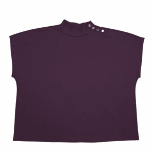 Front view of Ann Taylor plum high neck pullover top in women’s size XXL showing high neckline, long sleeves, and smooth finish.