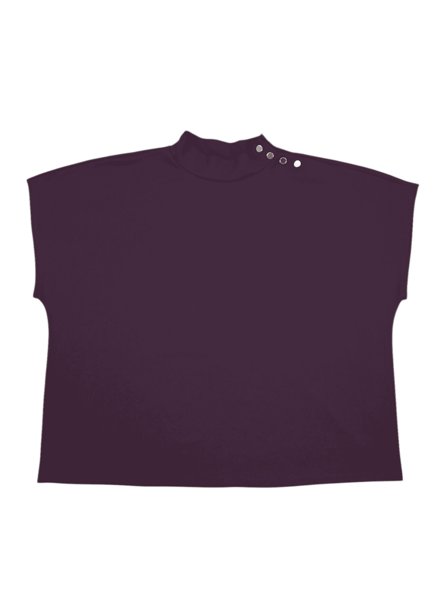 Front view of Ann Taylor plum high neck pullover top in women’s size XXL showing high neckline, long sleeves, and smooth finish.