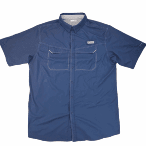 Columbia PFG Omni-Shade blue ripstop short sleeve shirt men’s size 2XT – front view