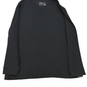Plain black long-sleeve shirt with a simple design.