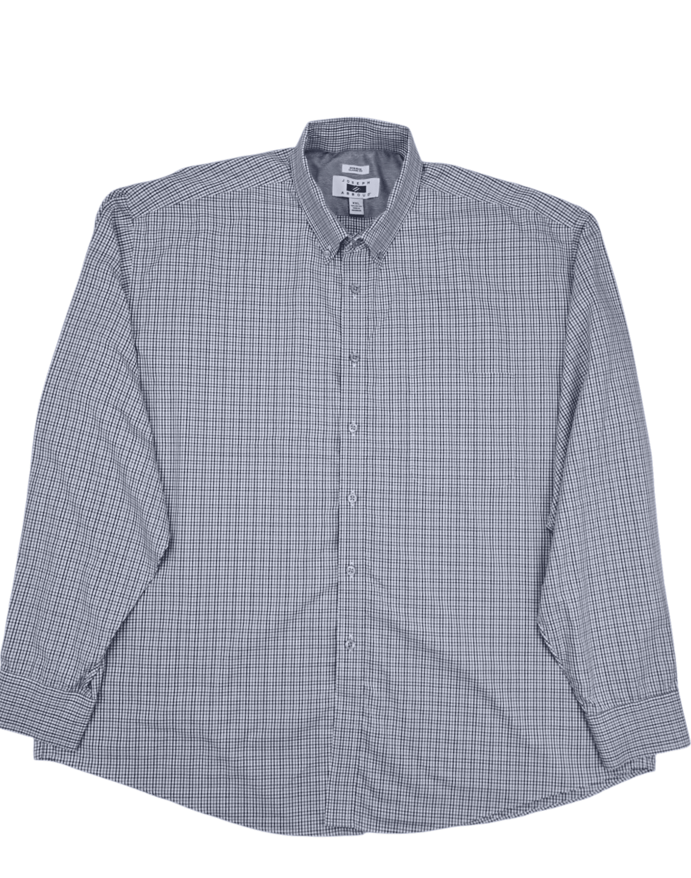 Front view of Joseph Abboud blue and white patterned button-up shirt men’s size XXL