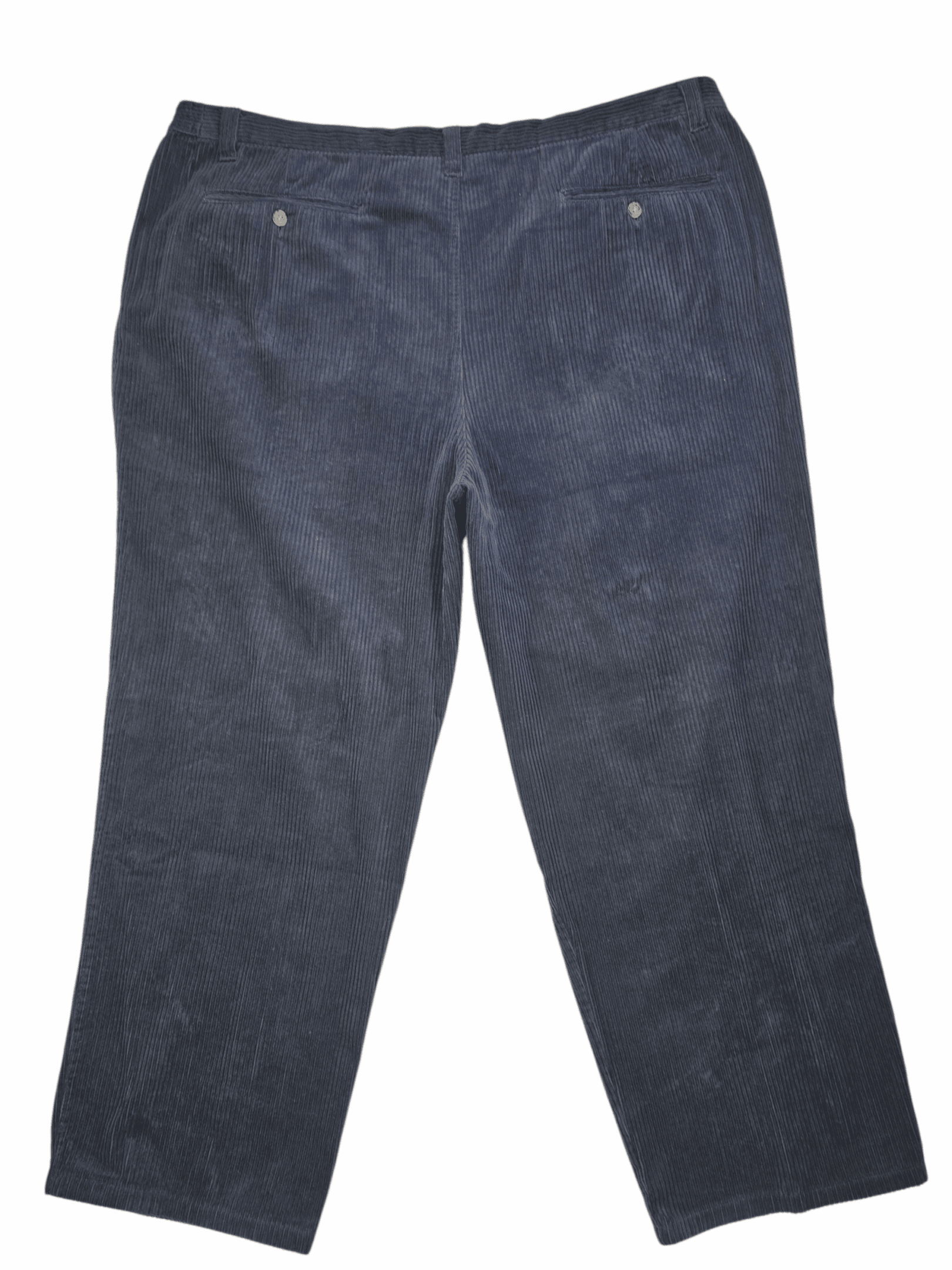 Back view of King Size navy blue 100% cotton corduroy pants men’s Big & Tall waist 47