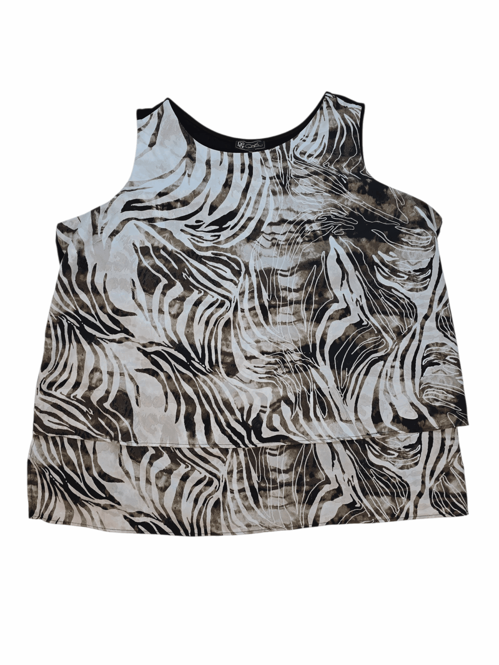 DG2 animal print layered look tank top women’s plus size 2X – front view