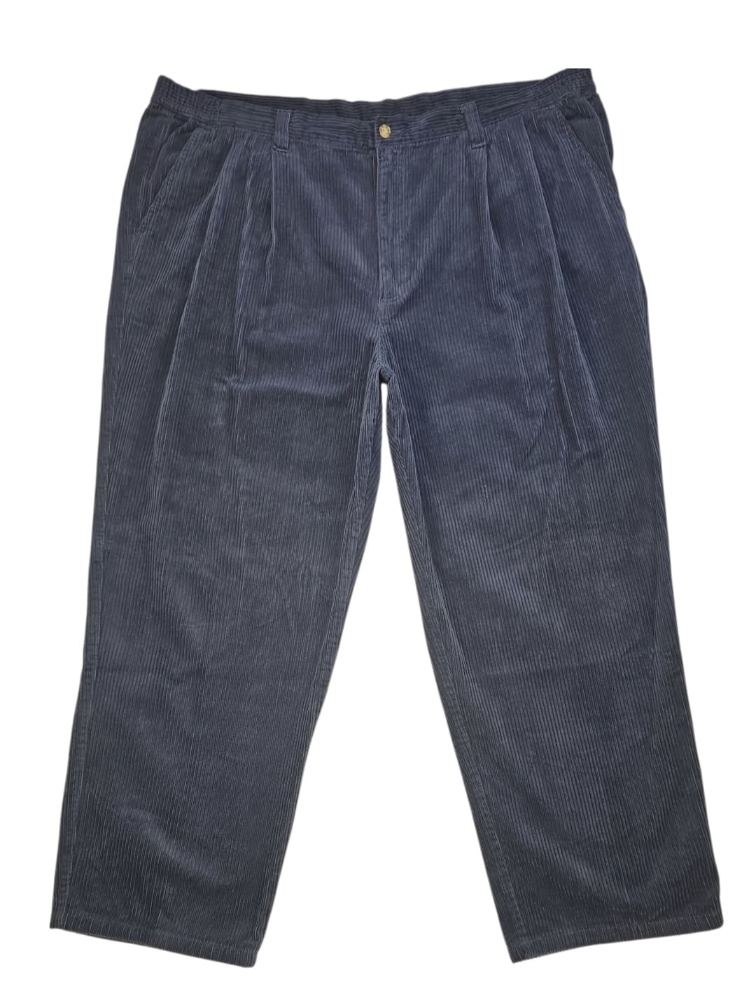 Front view of King Size navy blue 100% cotton corduroy pants men’s Big & Tall waist 47