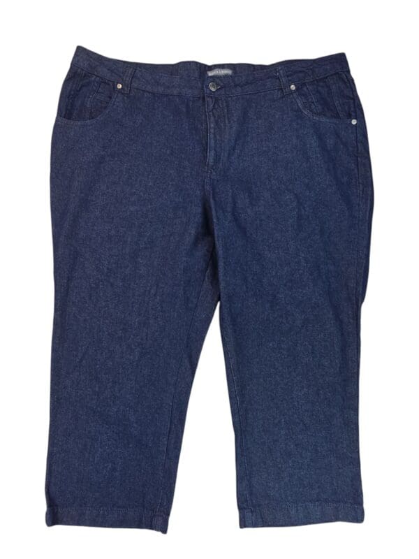 Jessica London blue denim capri pants size 20W with straight-leg fit and 4-pocket design