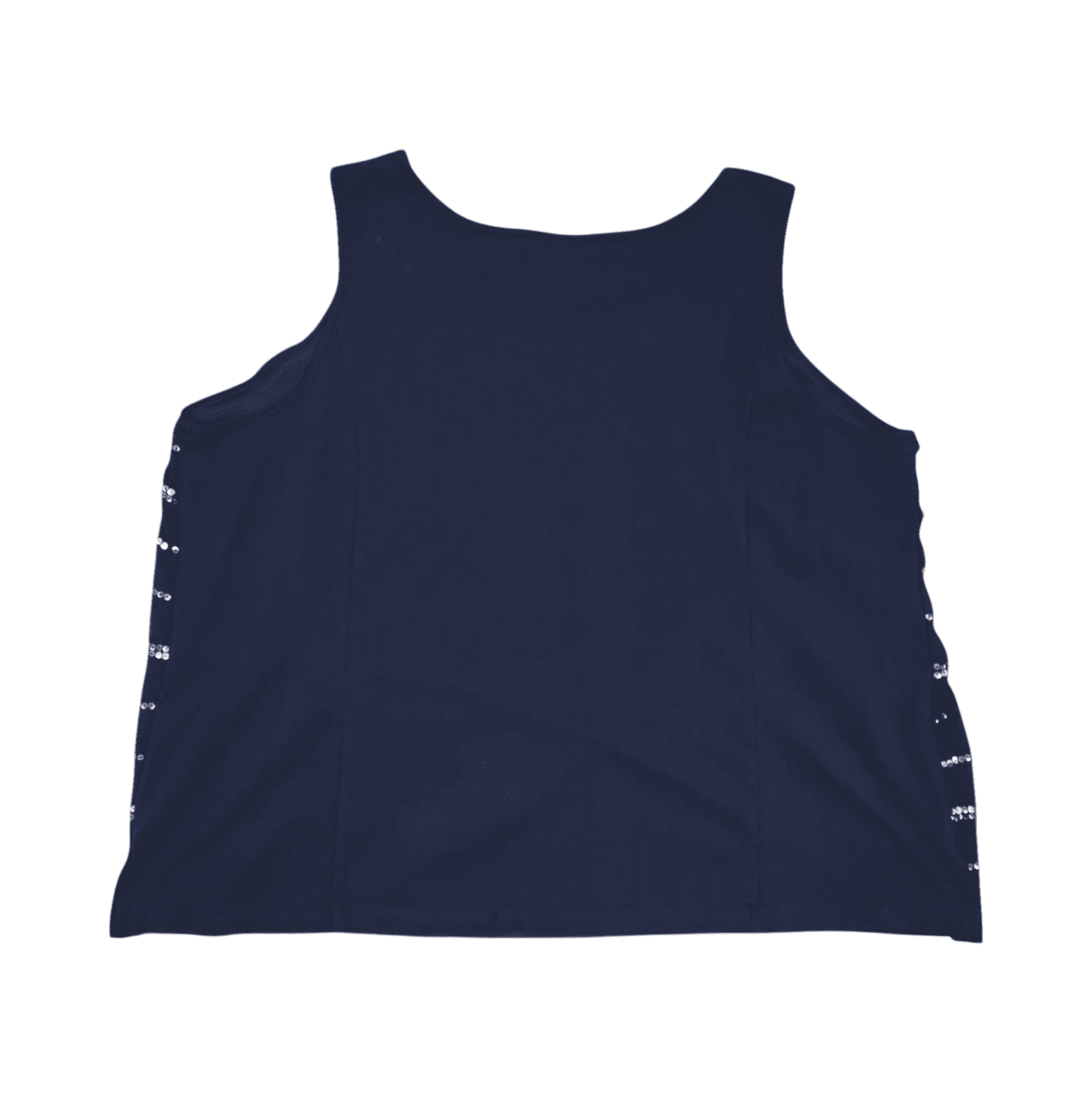 Back view of Fig & Flower yellow embroidered lace-back top women’s size 2X