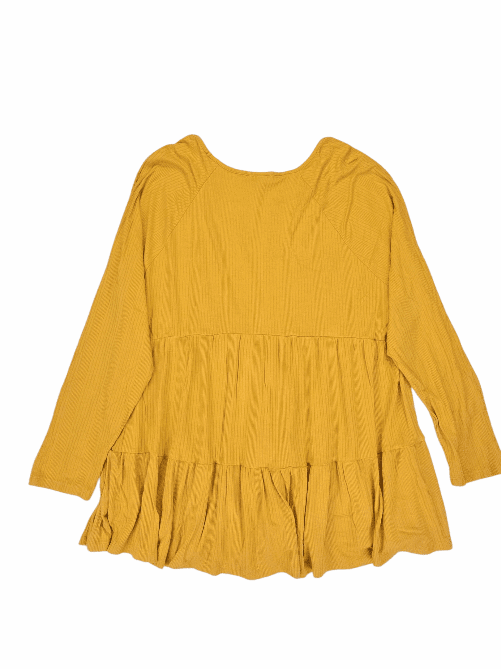 Back view of Torrid yellow ribbed scoop neck long sleeve top women’s size 3X