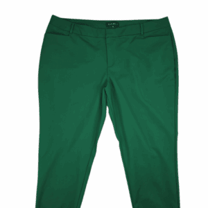 Front view of ELOQUII green tapered leg ankle pants size 24S
