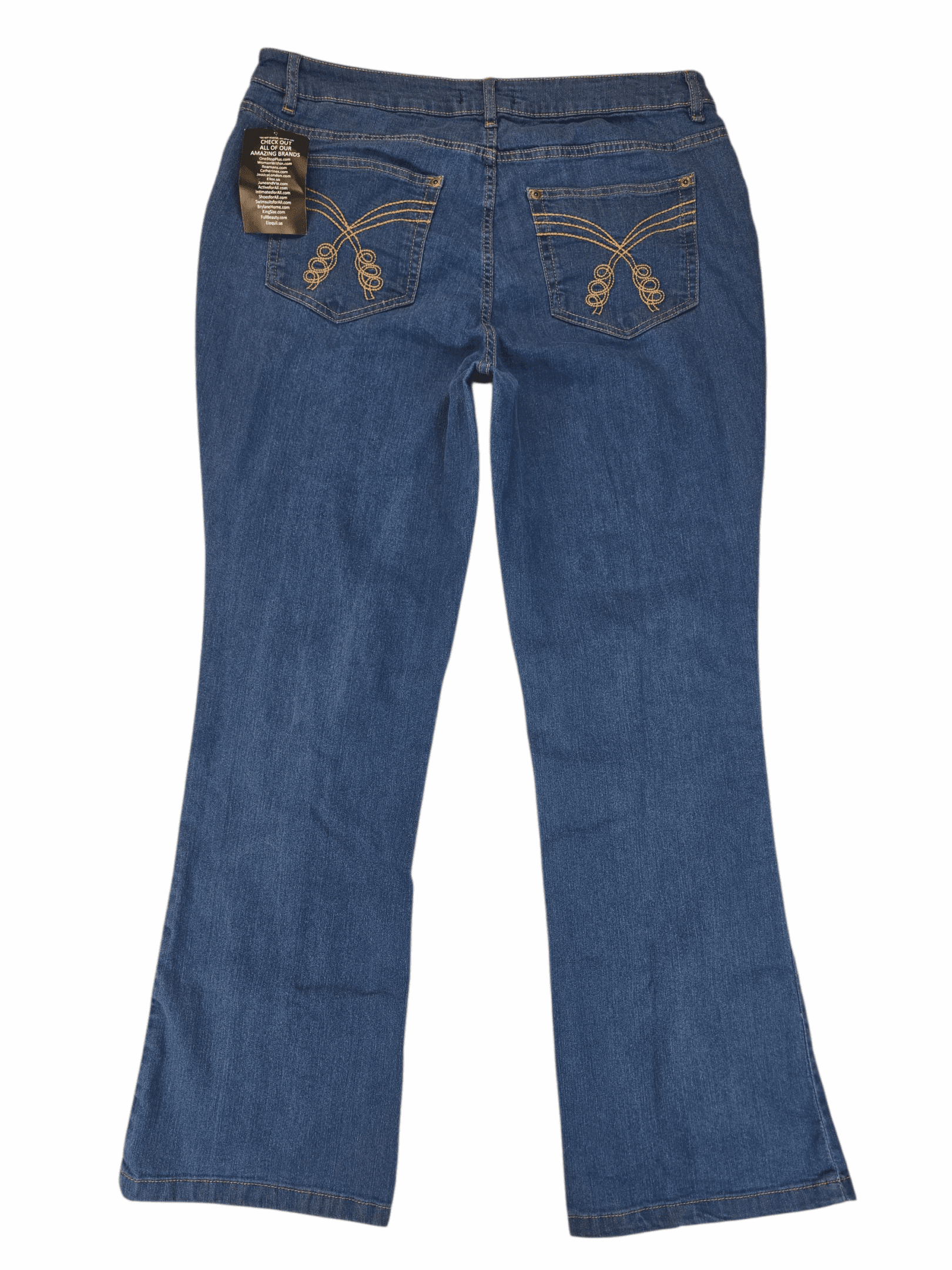 Back view of NWT Ellos blue straight leg denim jeans size 16