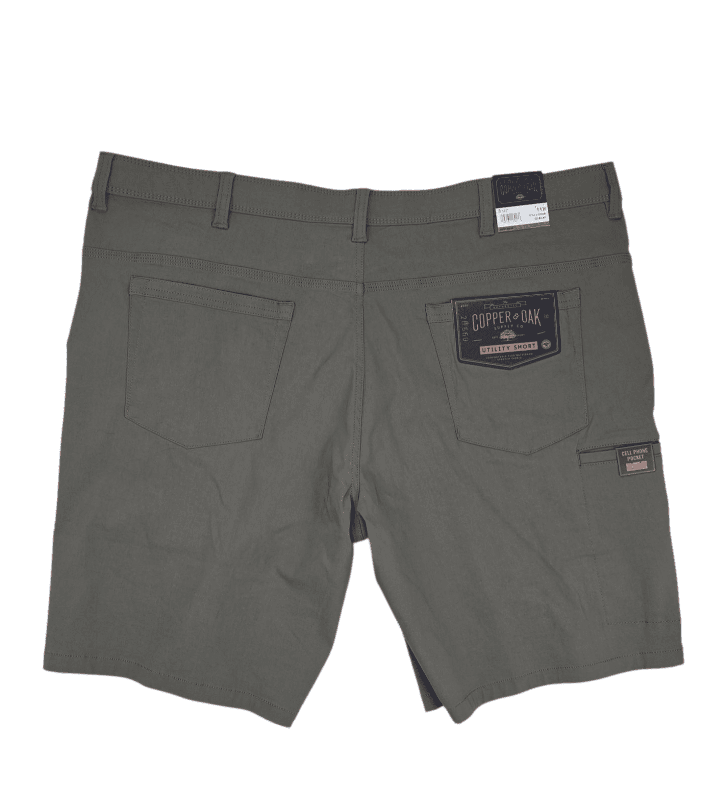 Back View Copper & Oak Men’s Green Utility Comfort Flex Shorts Size 44W – Stretch Waistband and Back Pockets