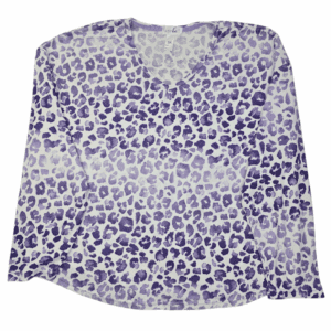 Just Be women’s 3X purple and white animal print knit sweater front view