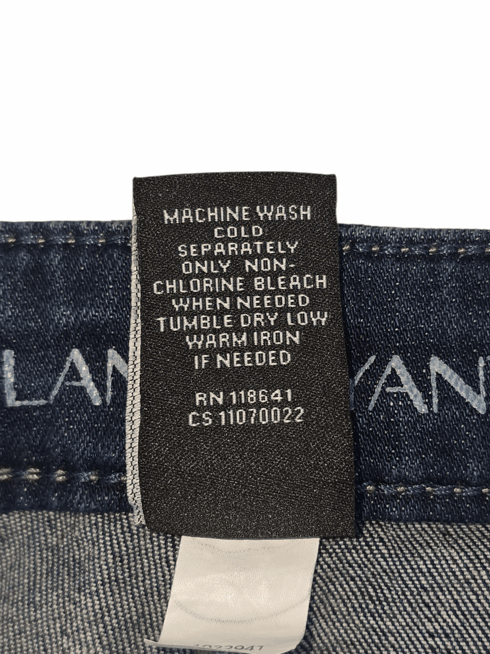 Lane Bryant Genius Fit straight leg blue denim jeans care instructions tag