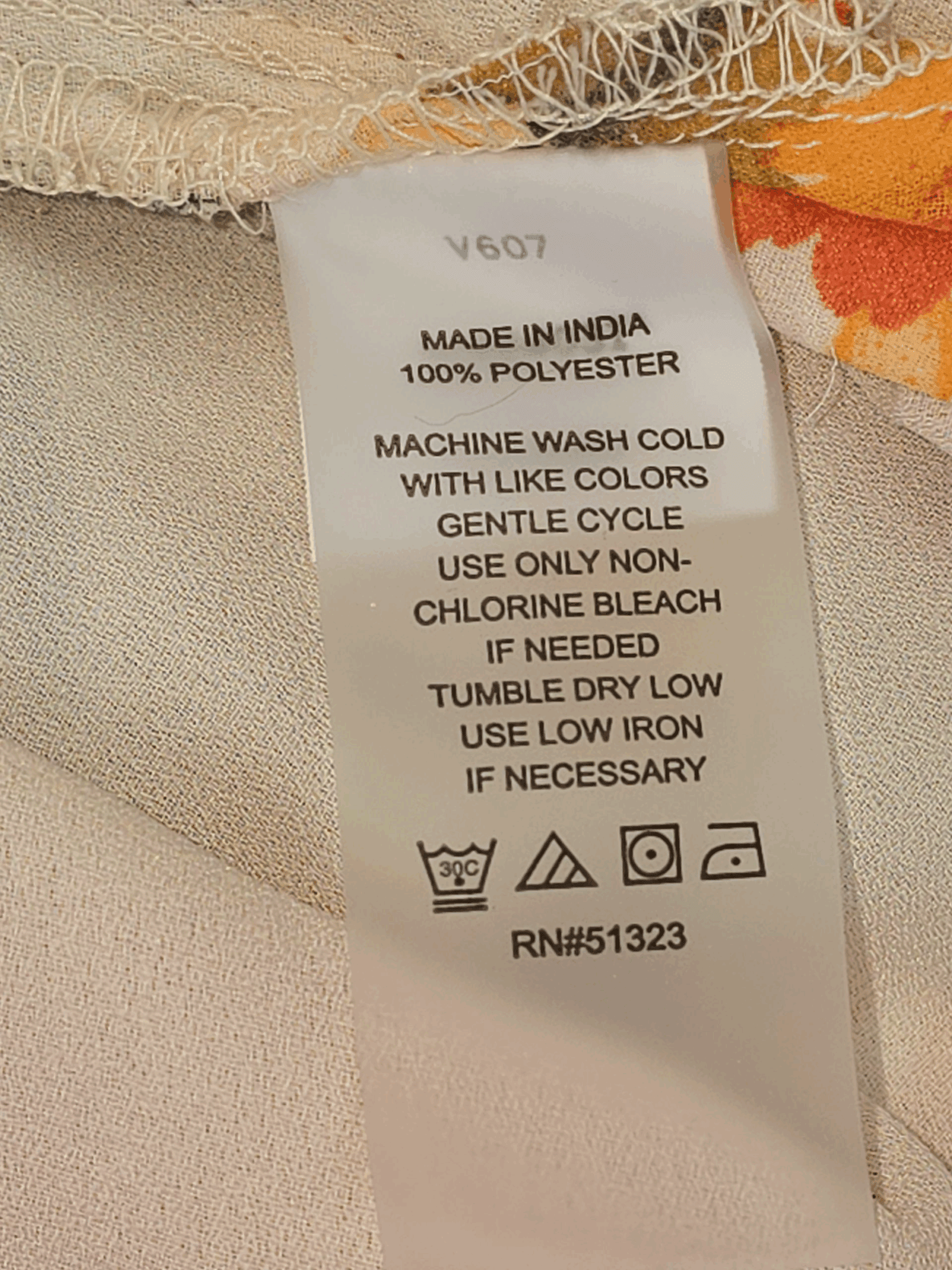 NWT Vince Camuto orange floral sheer V-neck long sleeve top material content label