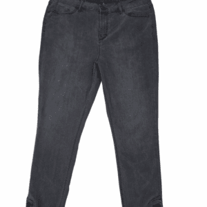 Front view of Hannah black tapered leg button detail ankle jeans size 18W