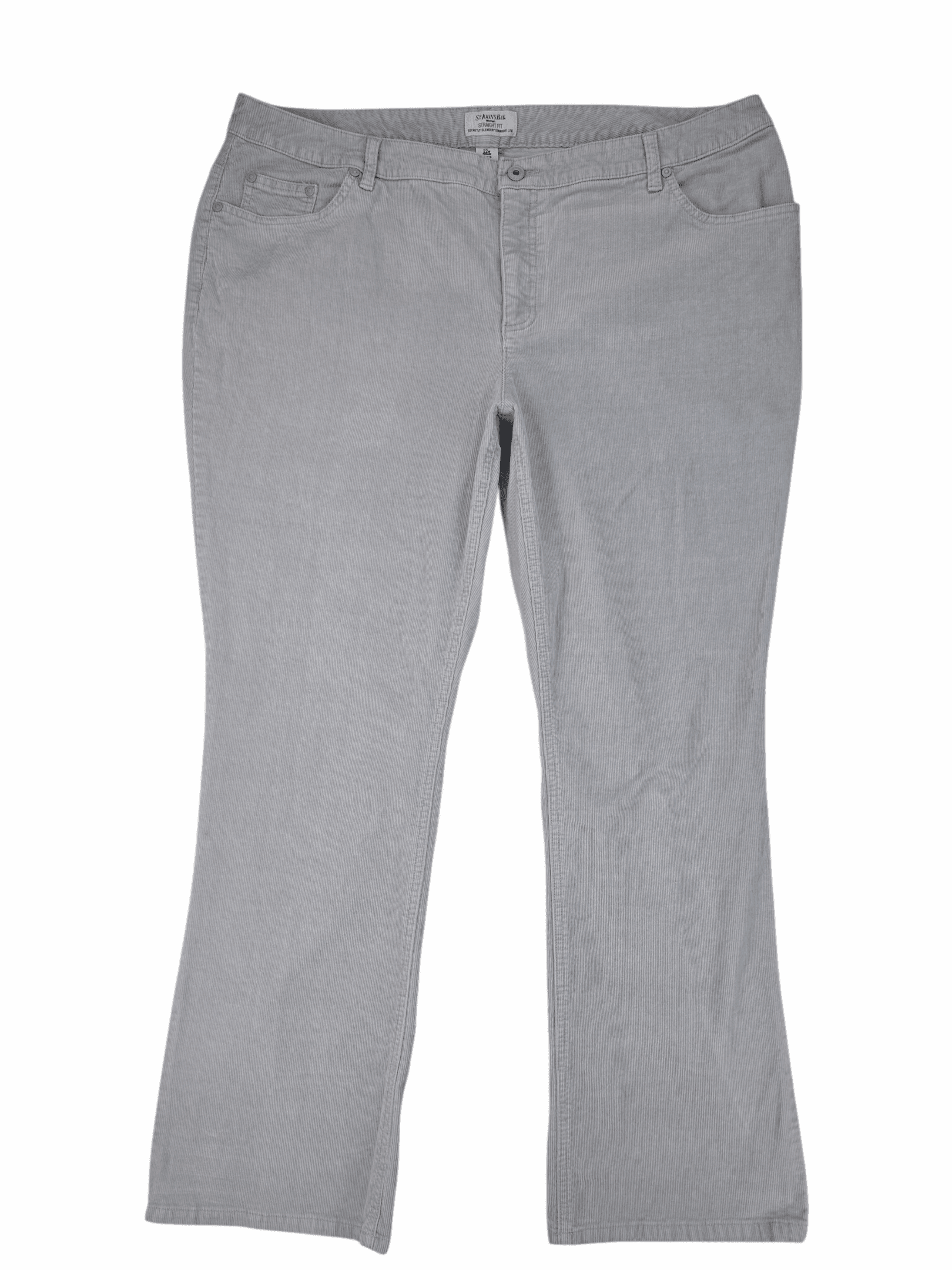 St. John’s Bay Woman Light Gray Corduroy Straight-Leg Pants Plus Size 22W Front View – Women’s Corduroy Pants for Fall and Winter