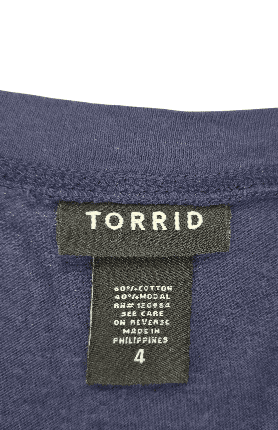 Torrid brand and size 4 clothing tag