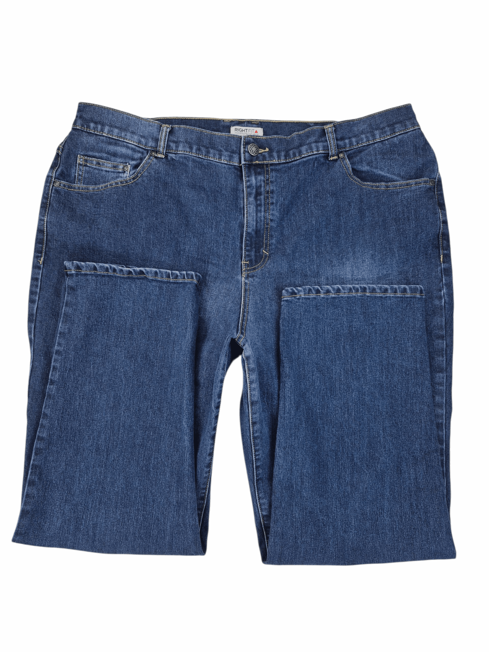 Close-up of waistband and stitching on Catherine’s Right Fit Moderately Curvy blue denim jeans size 20W