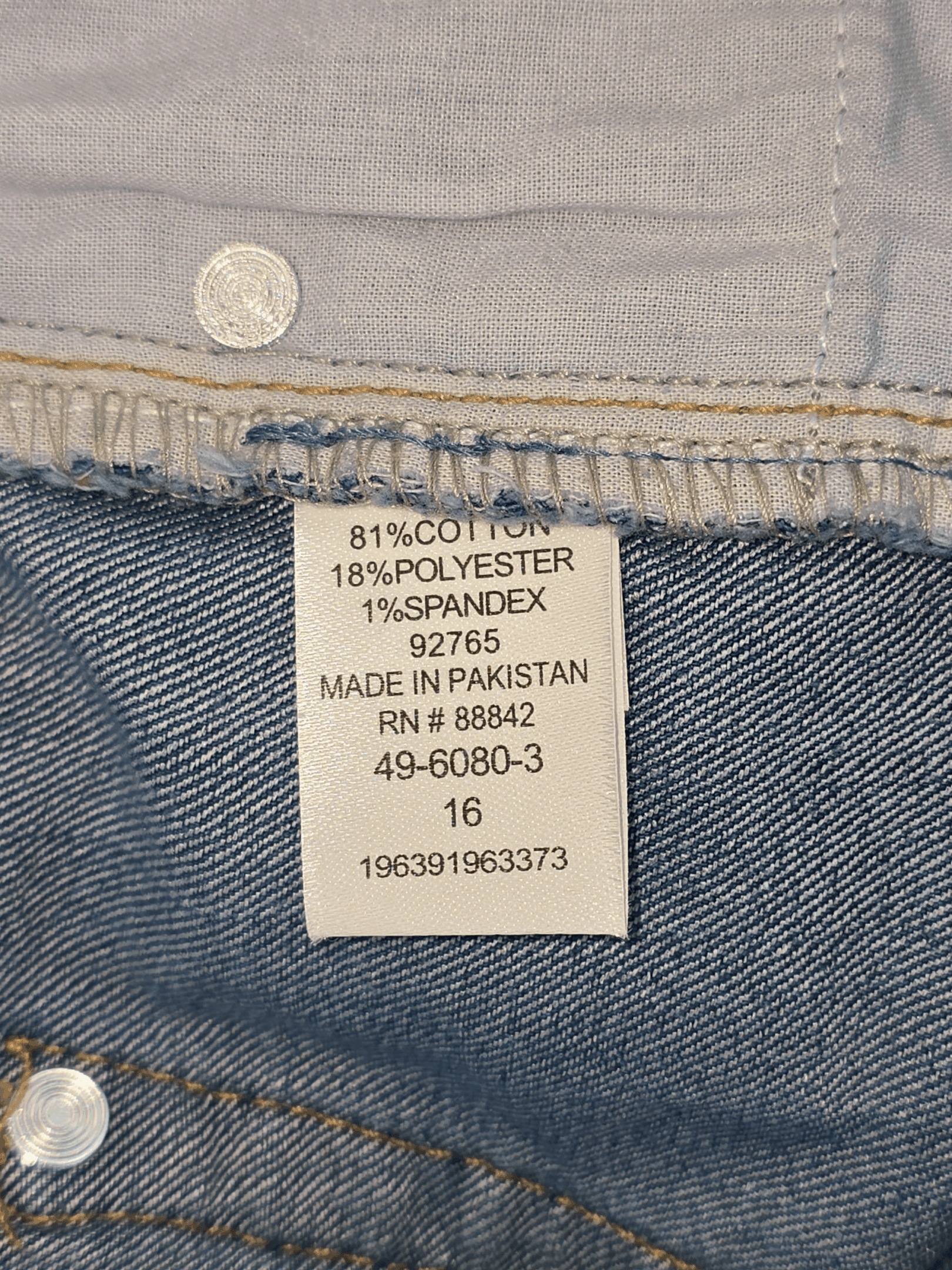 NWT Ellos blue straight leg denim jeans material content label