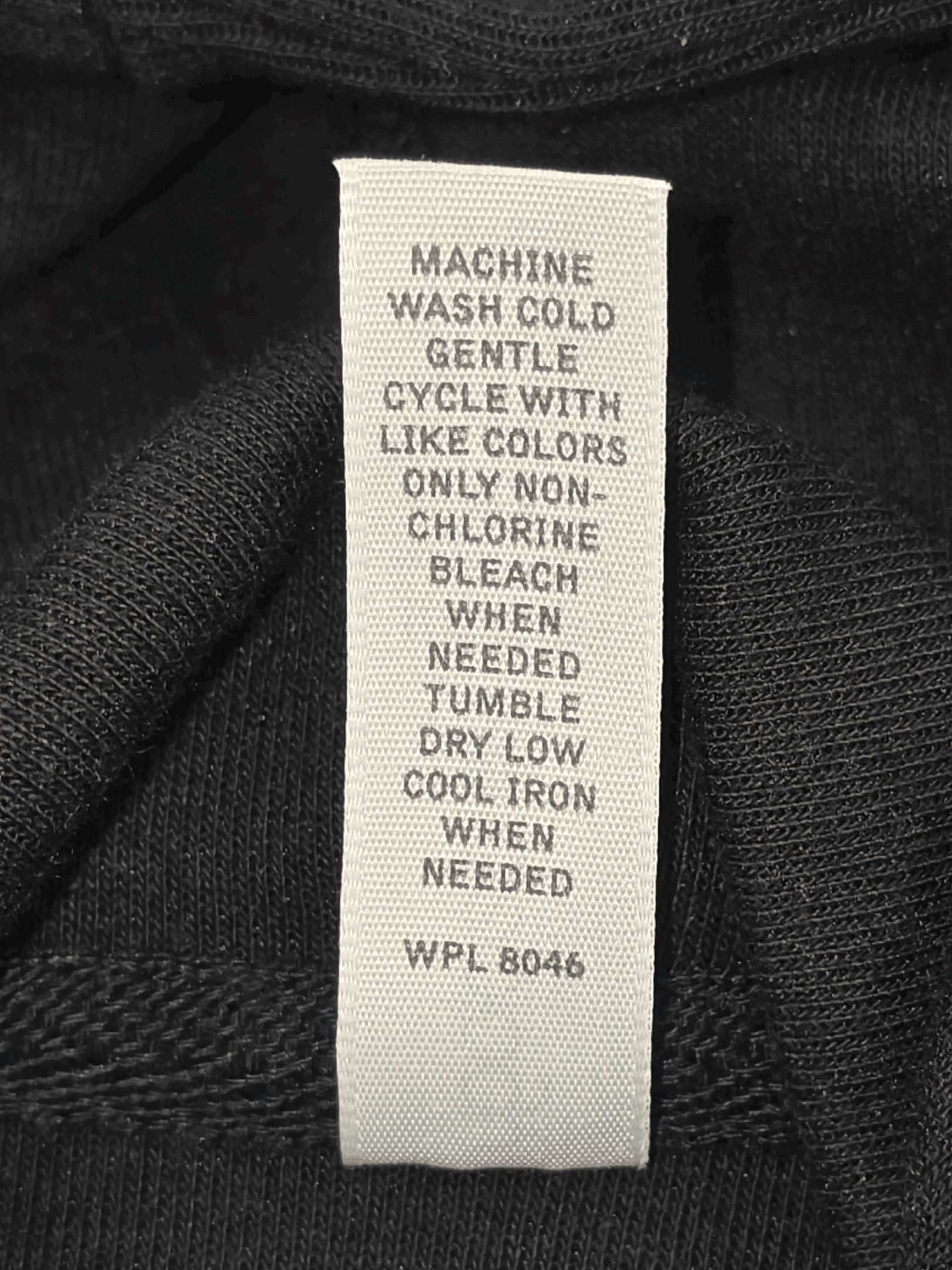 Material and Care Tag for Ideology Black Full-Zip Hoodie Size 2X – Polyester Spandex Blend Machine Washable