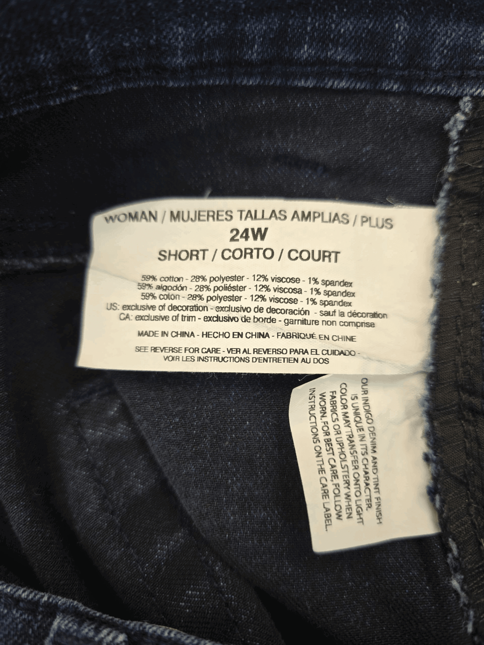 Gloria Vanderbilt Amanda skinny dark blue jeans material content label