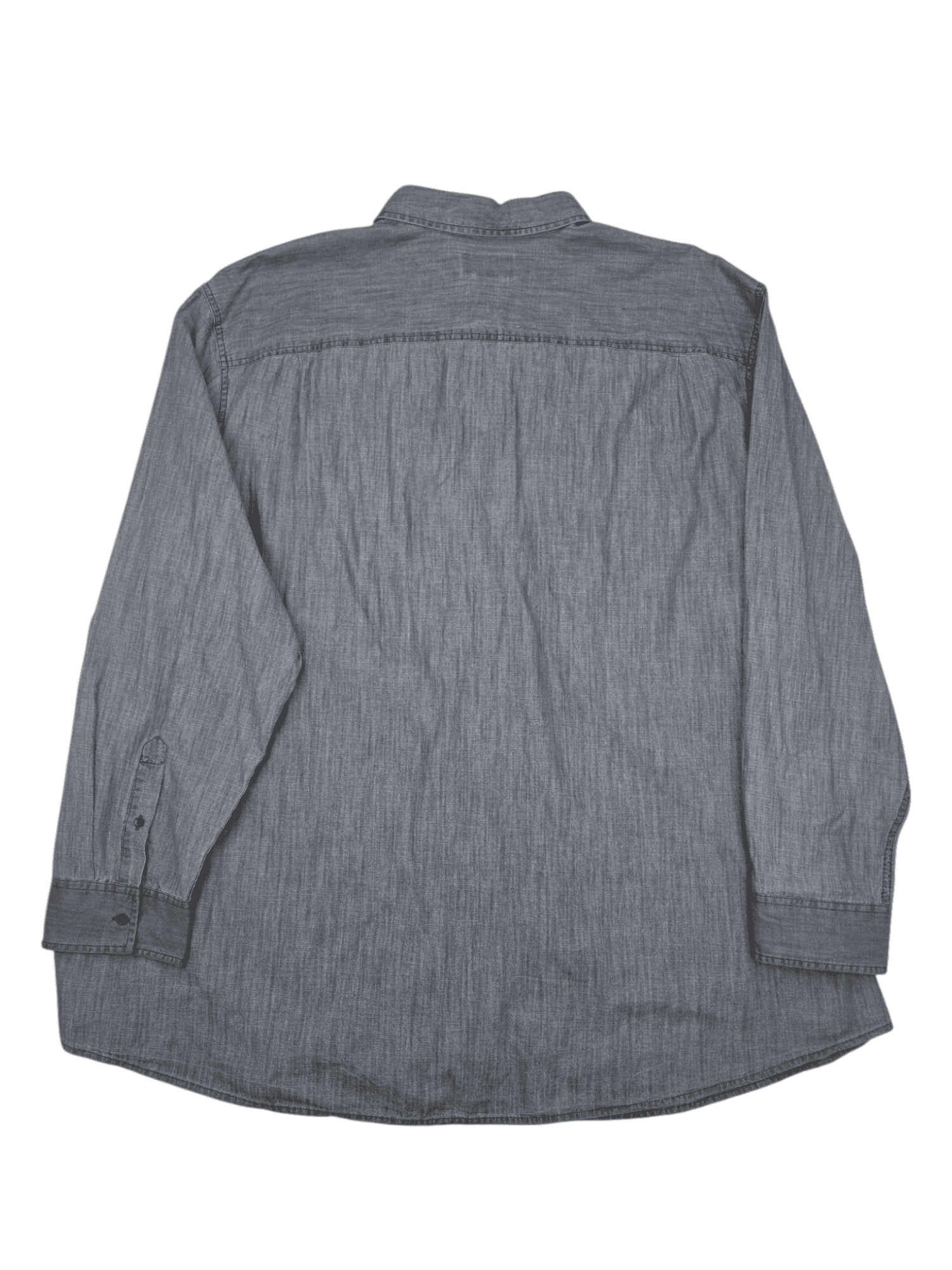 Back View The Foundry Young Men’s Gray Button-Up Shirt Size 4XLT – Big & Tall Long-Sleeve Shirt