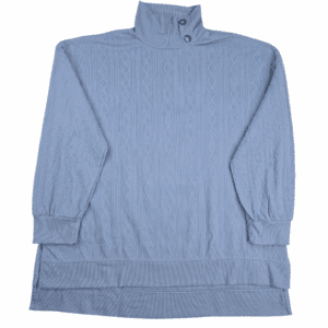 French Laundry women’s size 2X light blue knit mock neck sweater front view