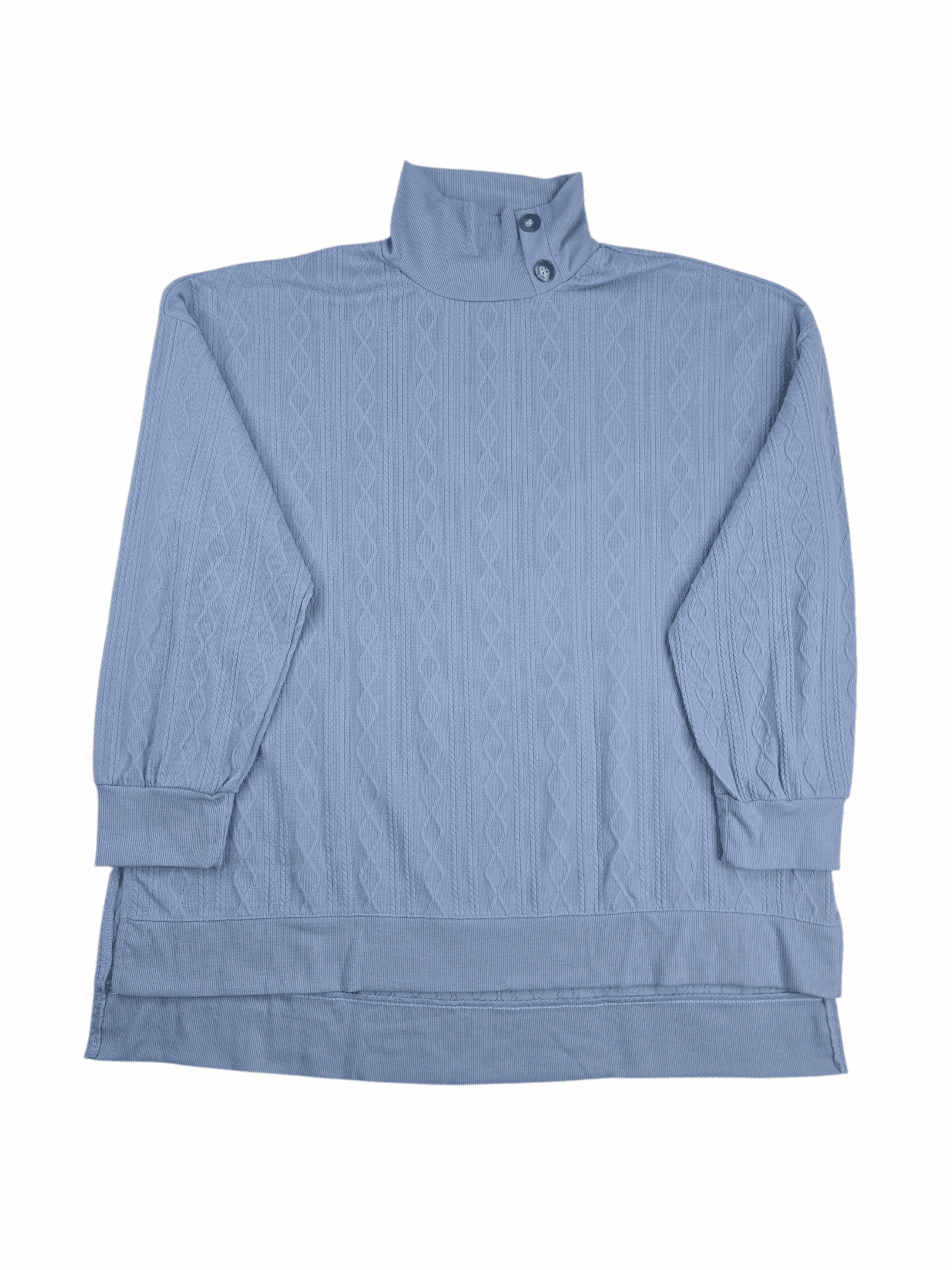 French Laundry women’s size 2X light blue knit mock neck sweater front view