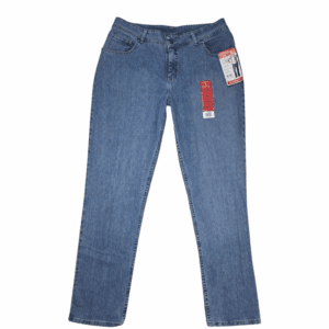 Front view of NWT Riders by Lee Instantly Slims You blue straight leg jeans size 18W Long