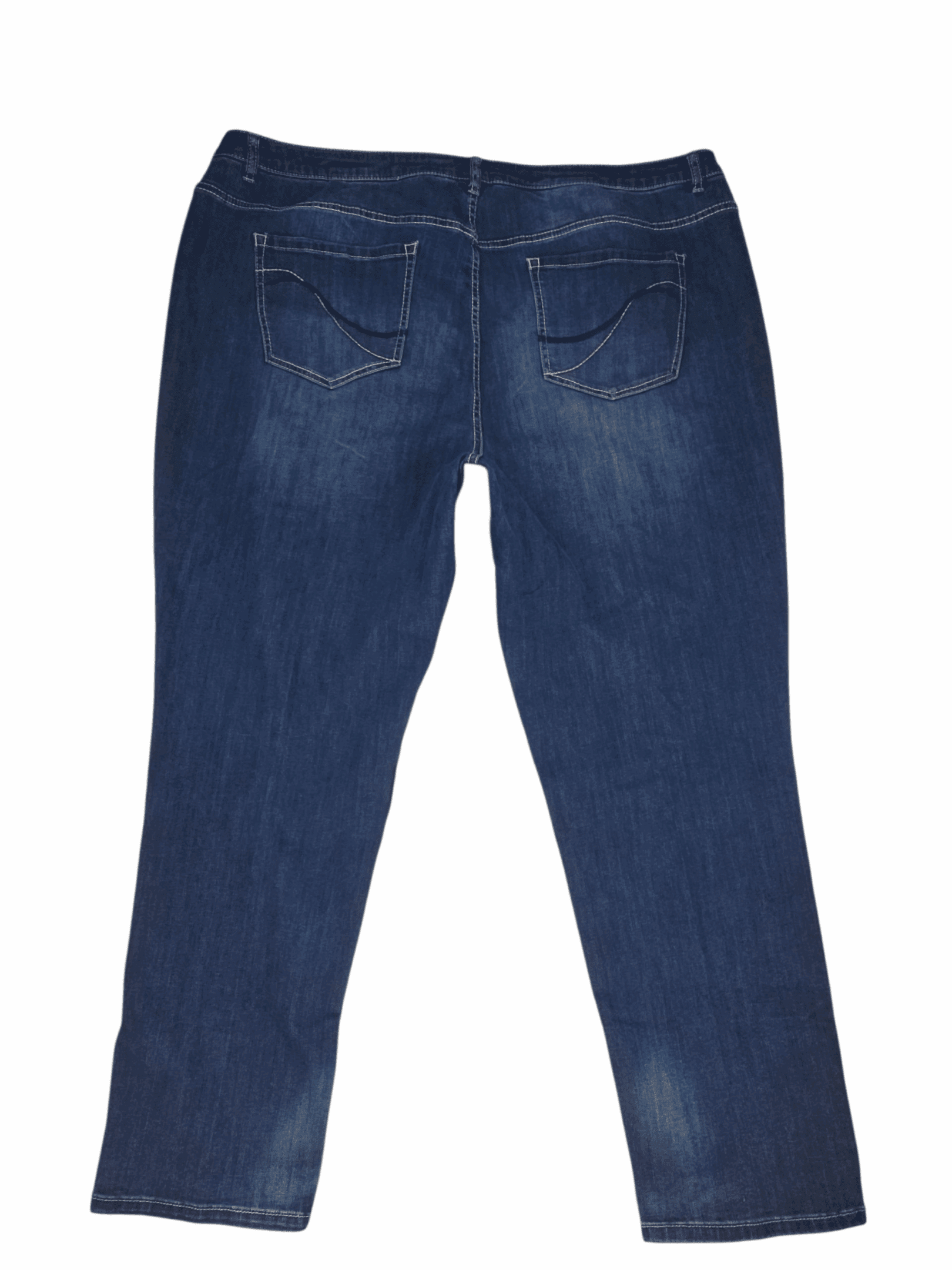 Back view of Lane Bryant Genius Fit straight leg blue denim jeans women’s size 26R