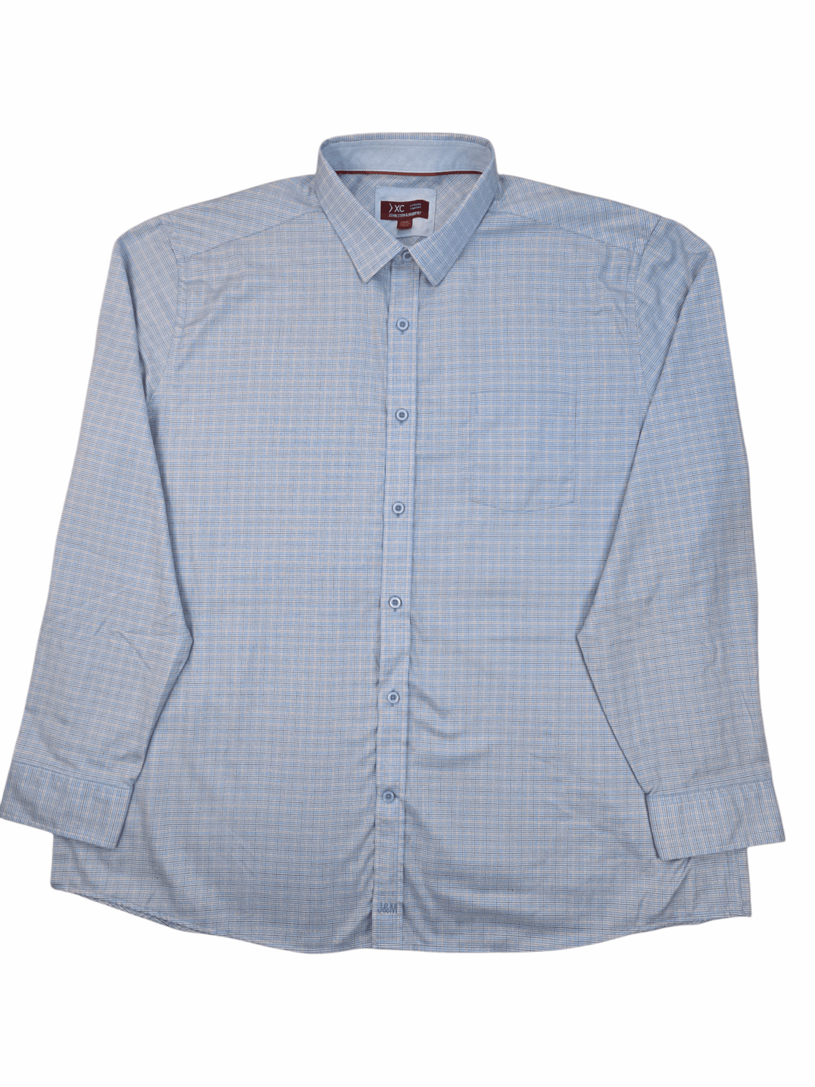 XC4 by Johnston & Murphy Light Blue Houndstooth Button-Up Shirt – SIZE 3XL