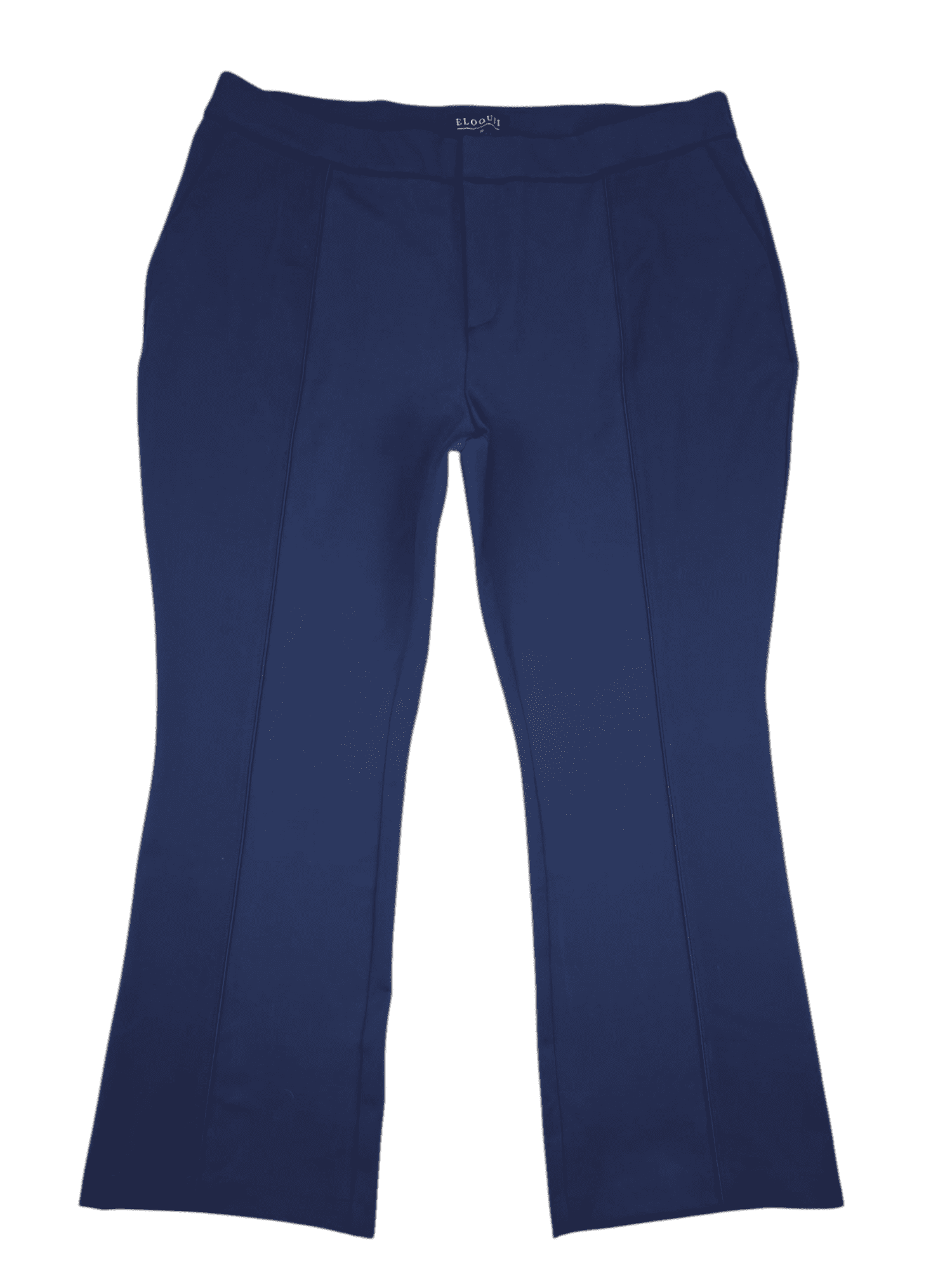 Front view of NWT ELOQUII navy blue straight leg pants size 22