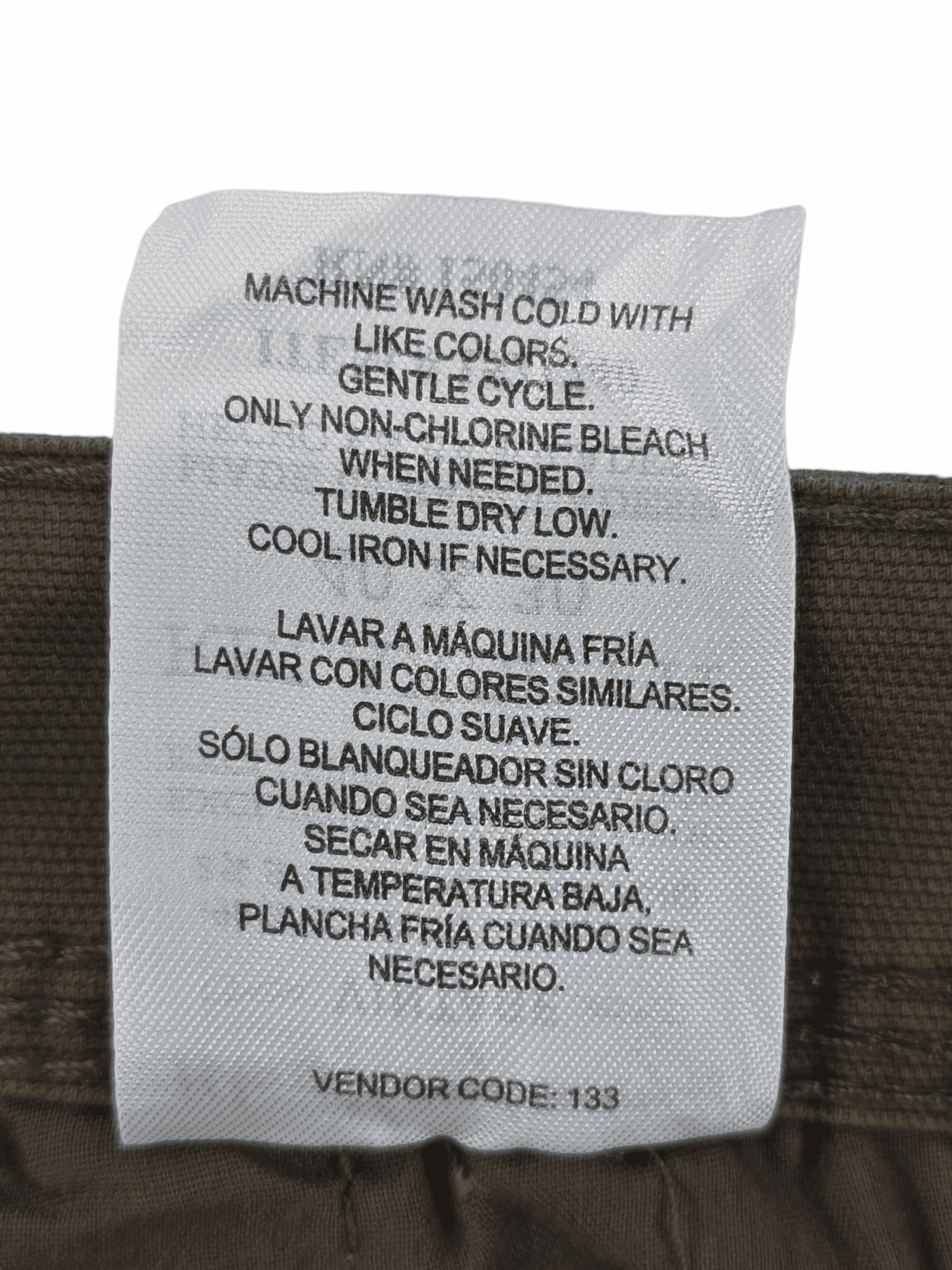 NWT Weatherproof Canvas Flex utility pants care instructions tag