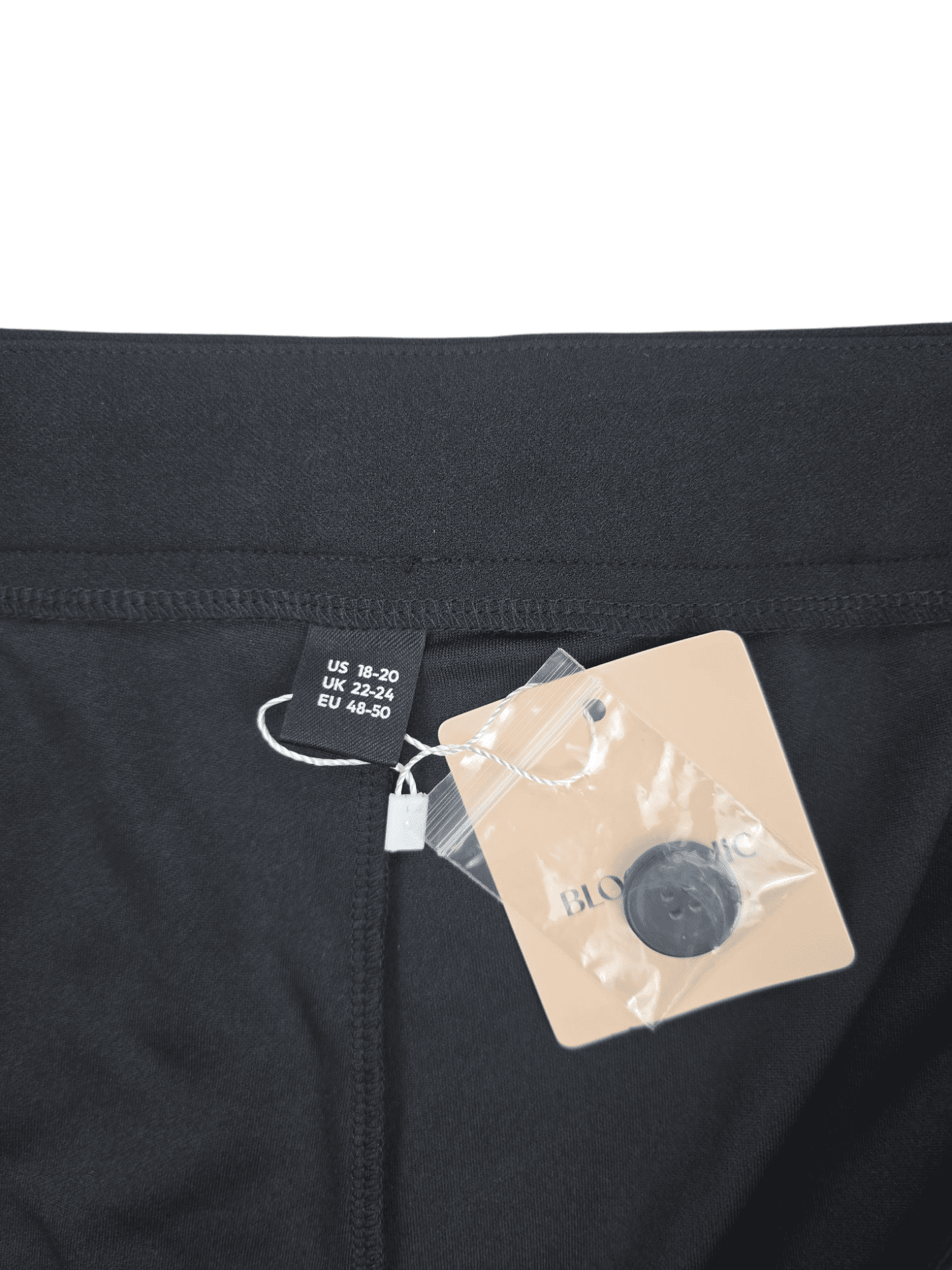 BloomChic Brand and Size Tag on Black Cropped Pants with Front Crease Size 18/20 – Plus Size Label