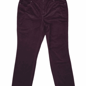 Talbots Women’s Plus Size 18W Wine Corduroy Straight-Leg Pants with Tummy Control Front View – Soft Stretch Corduroy Pants for Fall