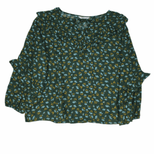 Front view of Sonoma green floral ruffle pullover blouse women’s size 4X