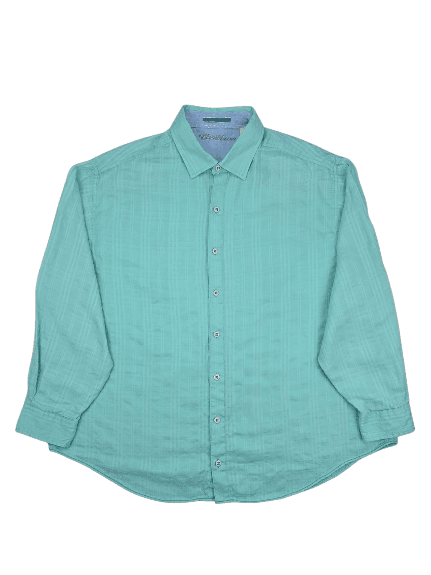 Caribbean Joe Men’s Mint Green Woven Button-Up Shirt Front View Size 2XB – Plus Size Cotton Blend Short-Sleeve Shirt for Men