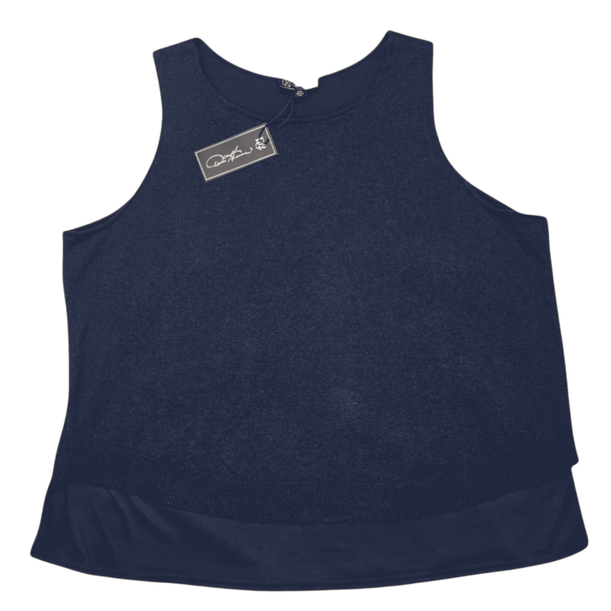 Back view of NWT DG2 by Diane Gilman navy blue layered look pullover tank size 2X