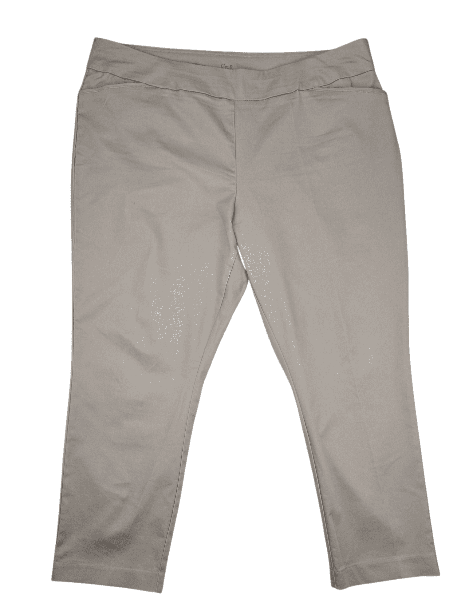 Croft & Barrow women’s size 24W khaki pull-on straight-leg pants front view