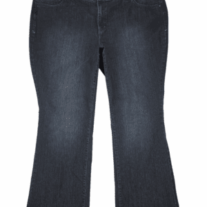 Front view of Lane Bryant Tighter Tummy Technology bootcut blue denim jeans size 26