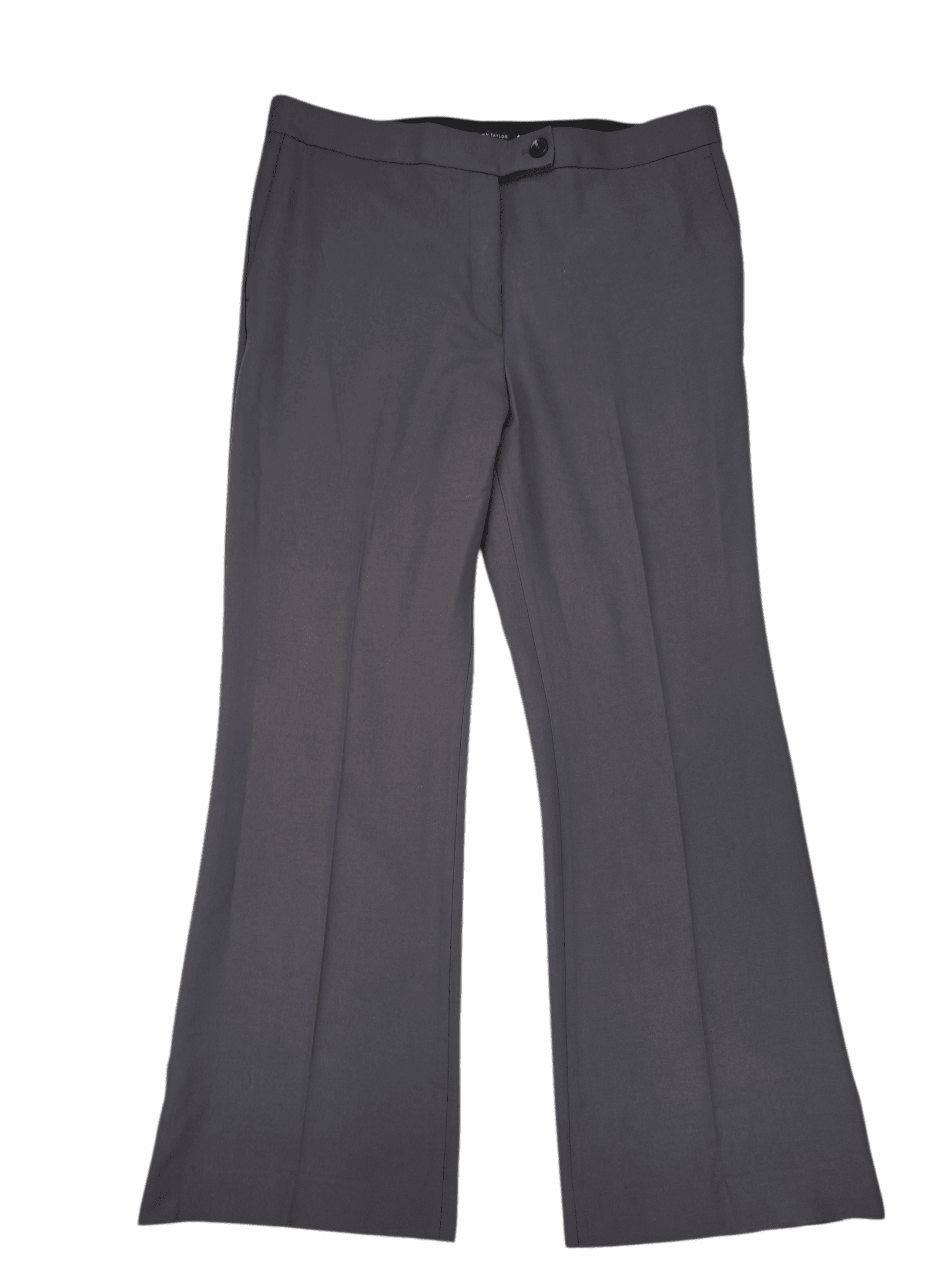 Front view of Ann Taylor gray straight leg slacks women’s size 18 tall