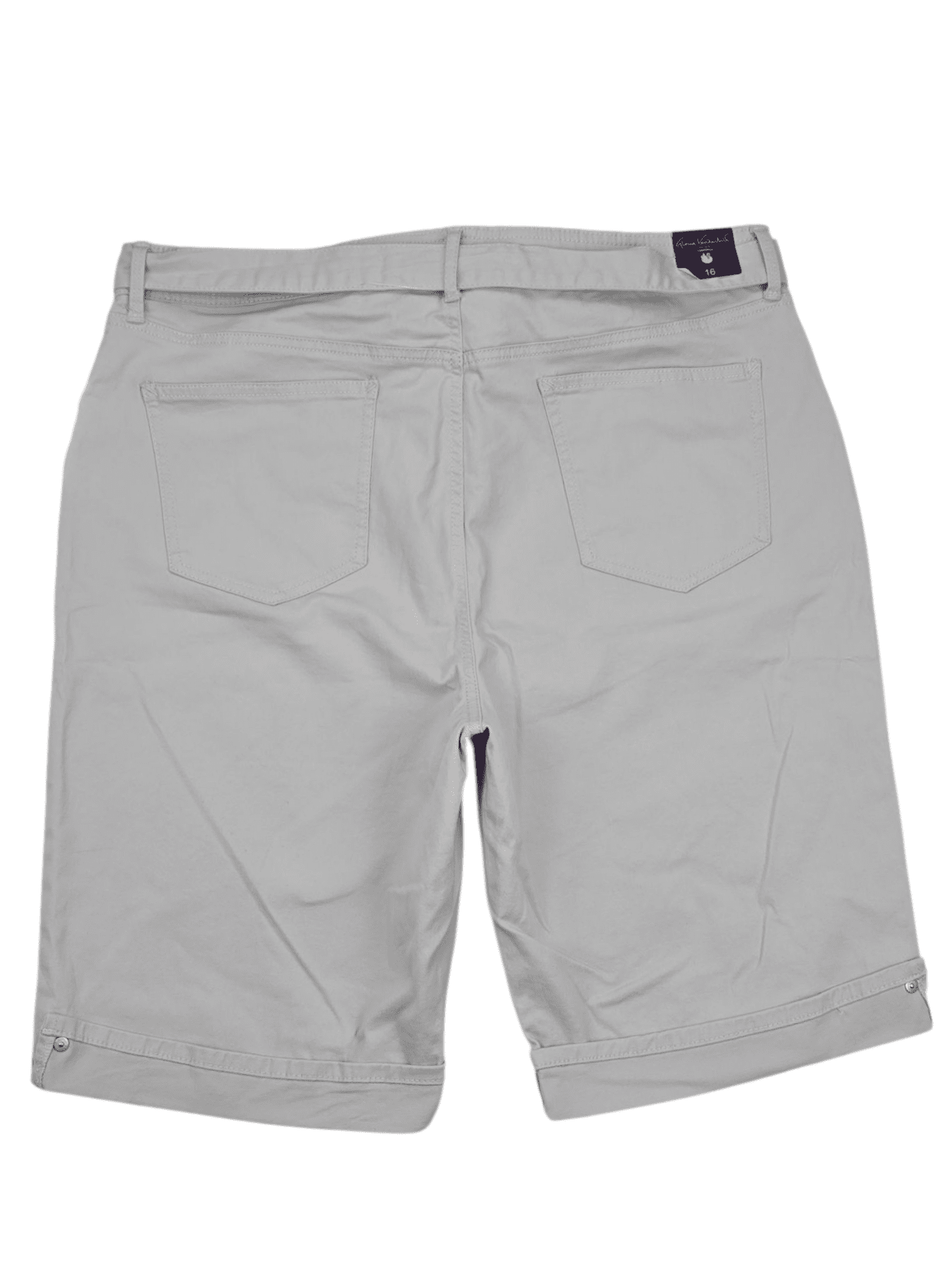 Back view of NWT Gloria Vanderbilt light tan Bermuda shorts with belt size 16