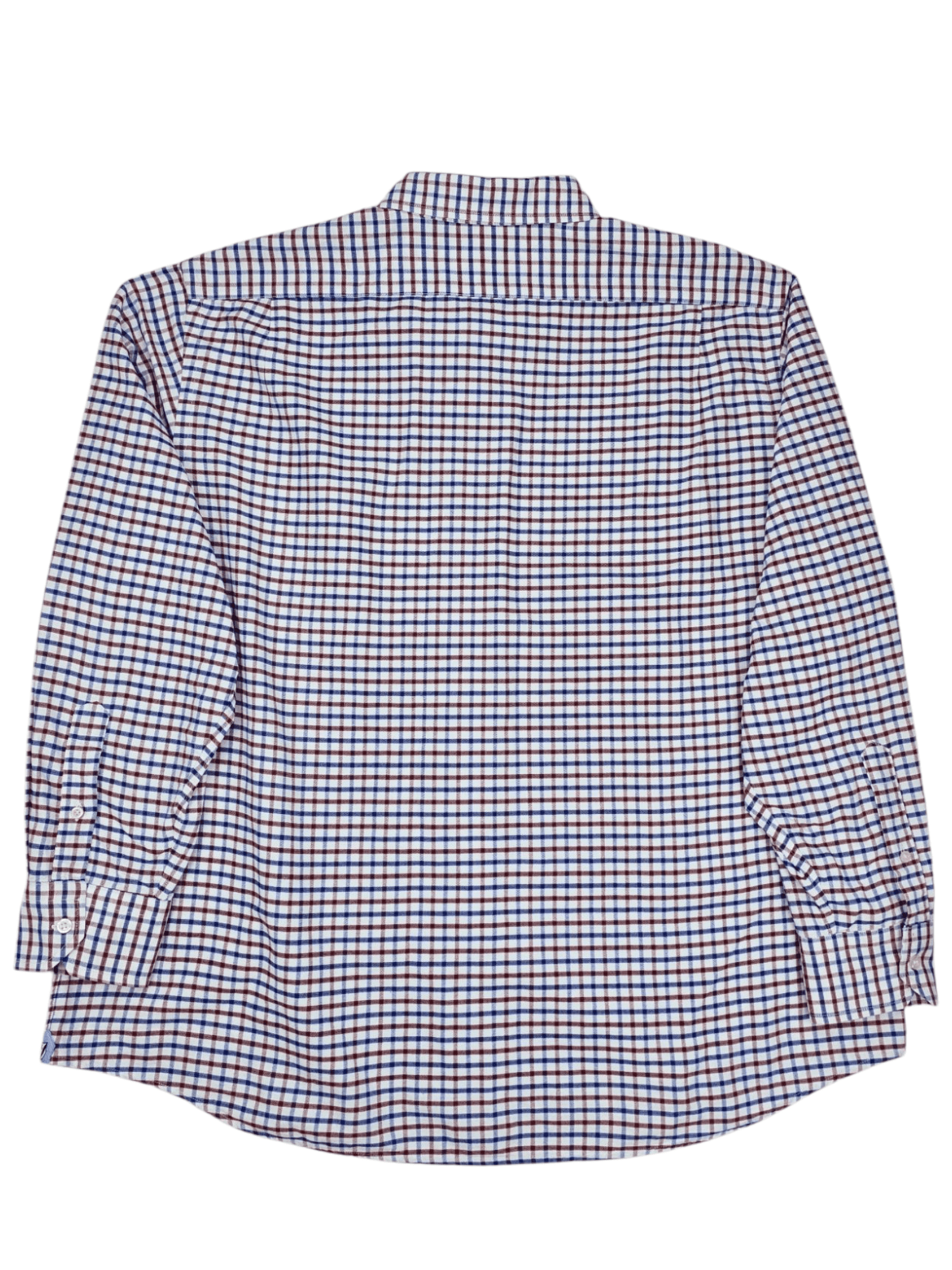 Back View Cremieux Classics Men’s Red and Blue Checked Button-Up Shirt Size XXL – Long-Sleeve Plaid Cotton Shirt